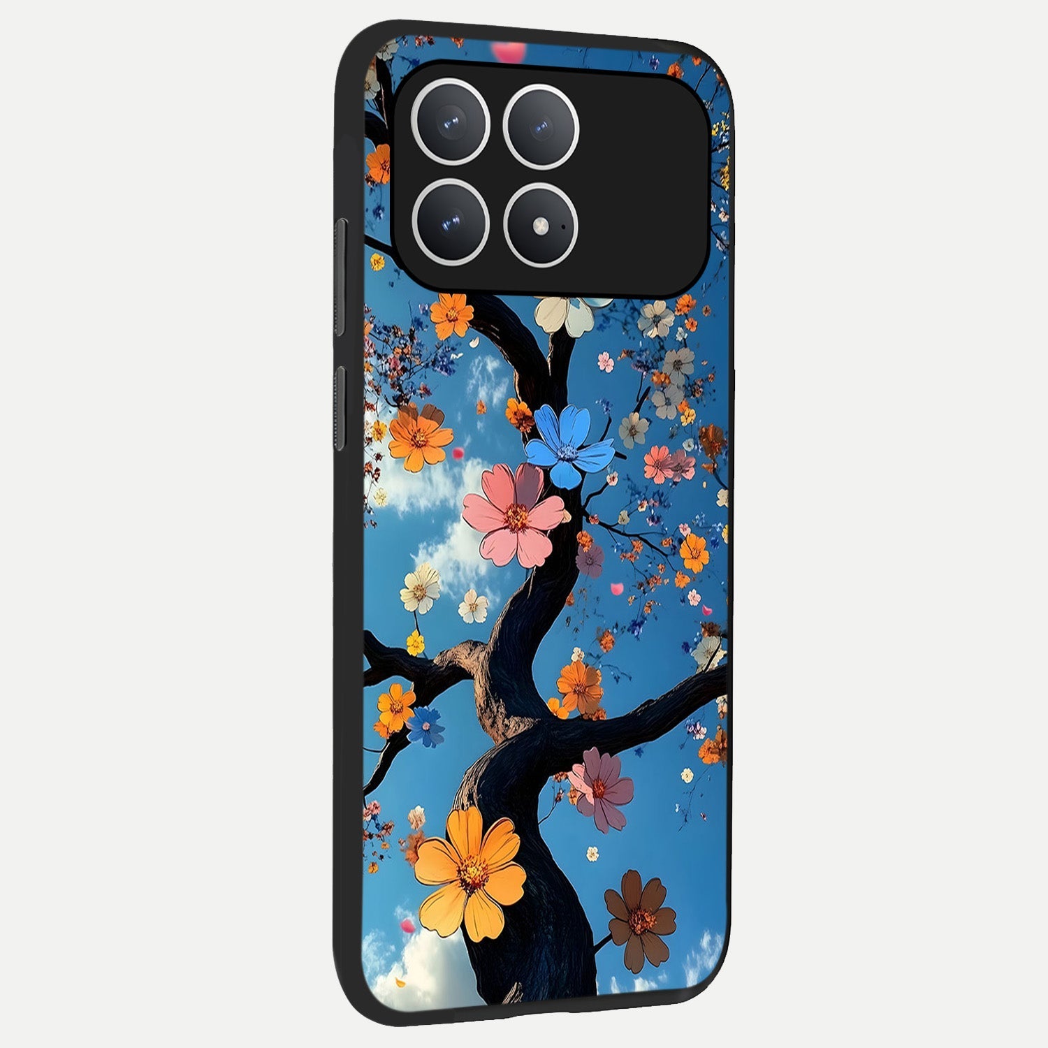  Blossom Dream Sky back cover For Poco F8 Pro slim fit glass case with vibrant aesthetic design