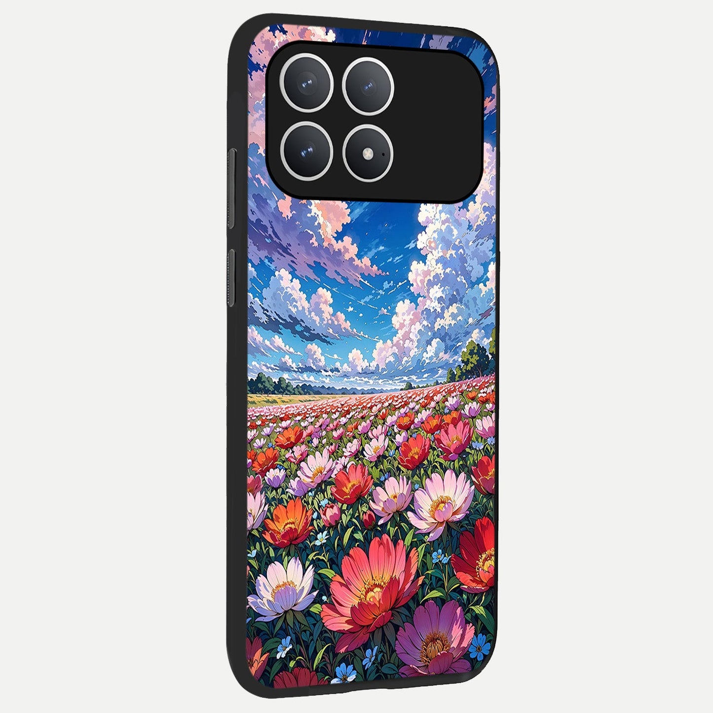  Blossom Sky Field back cover For Poco F8 Pro slim fit glass case with vibrant aesthetic design