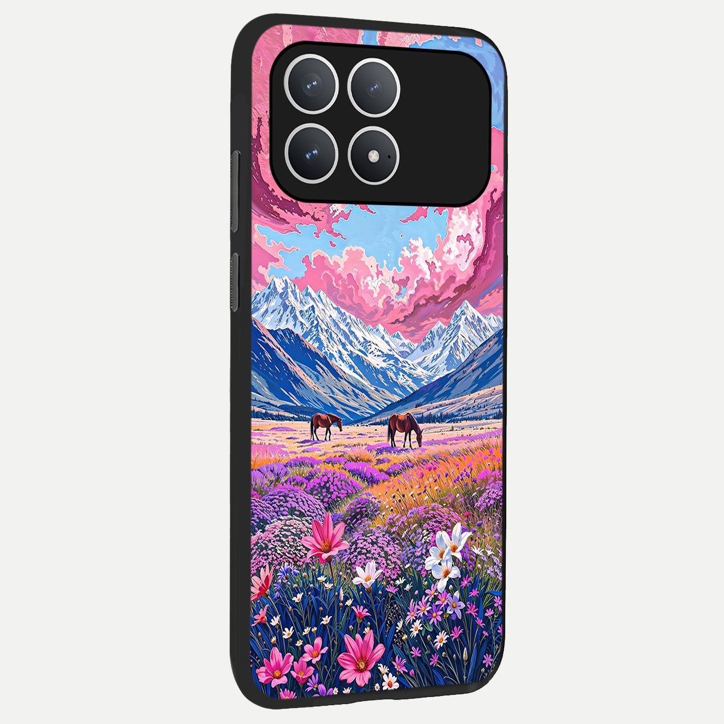  Blossom Valley Dream back cover For Poco F8 Pro slim fit glass case with vibrant aesthetic design