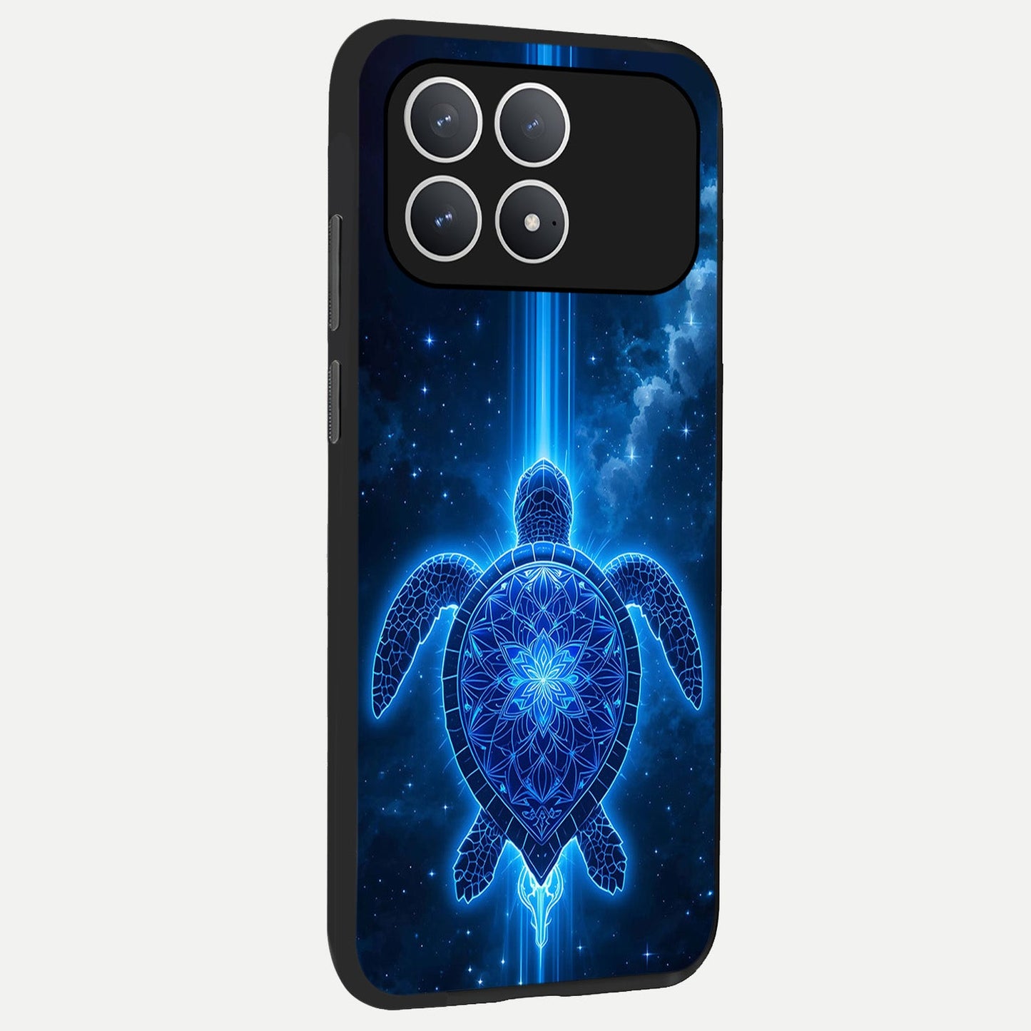  Blue Galaxy Turtle back cover For Poco F8 Pro slim fit glass case with vibrant aesthetic design
