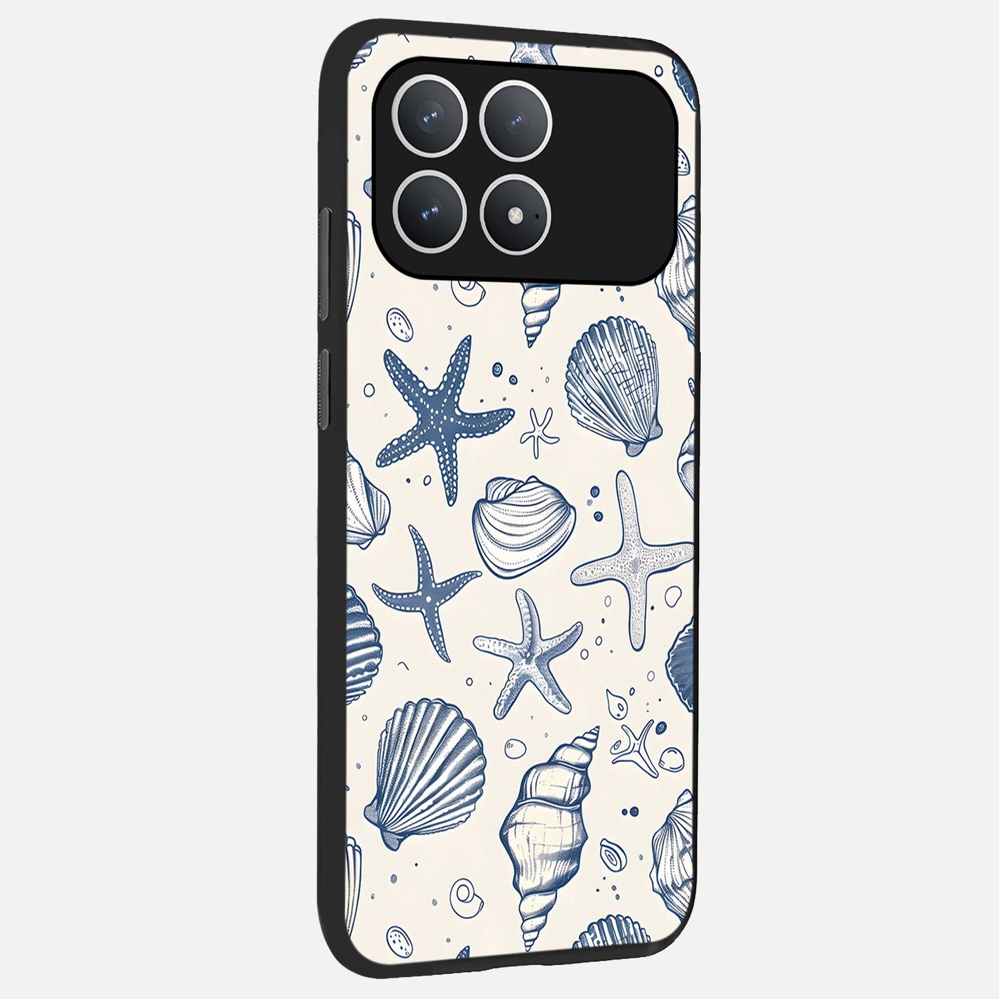  Blue Ocean Outline back cover For Poco F8 Pro slim fit glass case with vibrant aesthetic design