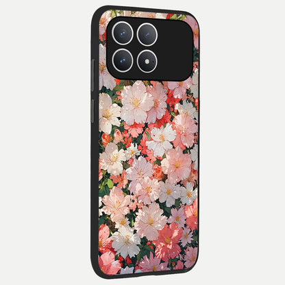  Blush Bloom Field back cover For Poco F8 Pro slim fit glass case with vibrant aesthetic design