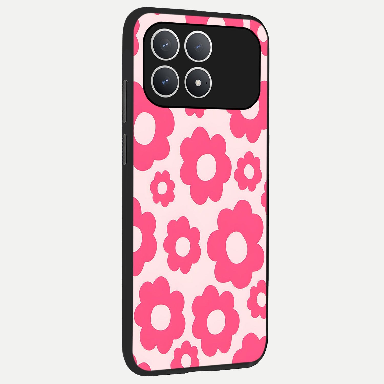  Blush Flower Pop back cover For Poco F8 Pro slim fit glass case with vibrant aesthetic design