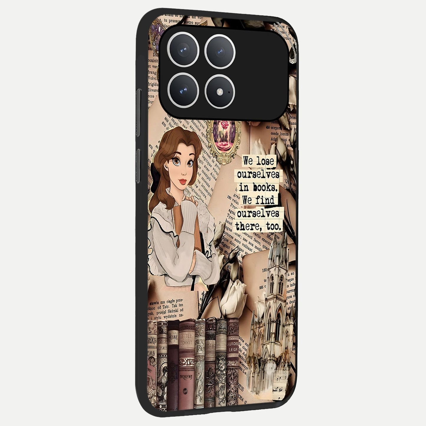  Bookish Dream World back cover For Poco F8 Pro slim fit glass case with vibrant aesthetic design