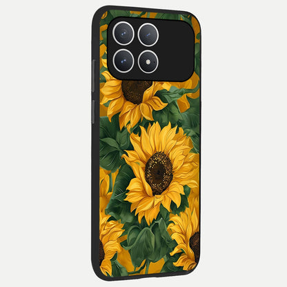  Bright Sunflower Bloom back cover For Poco F8 Pro slim fit glass case with vibrant aesthetic design
