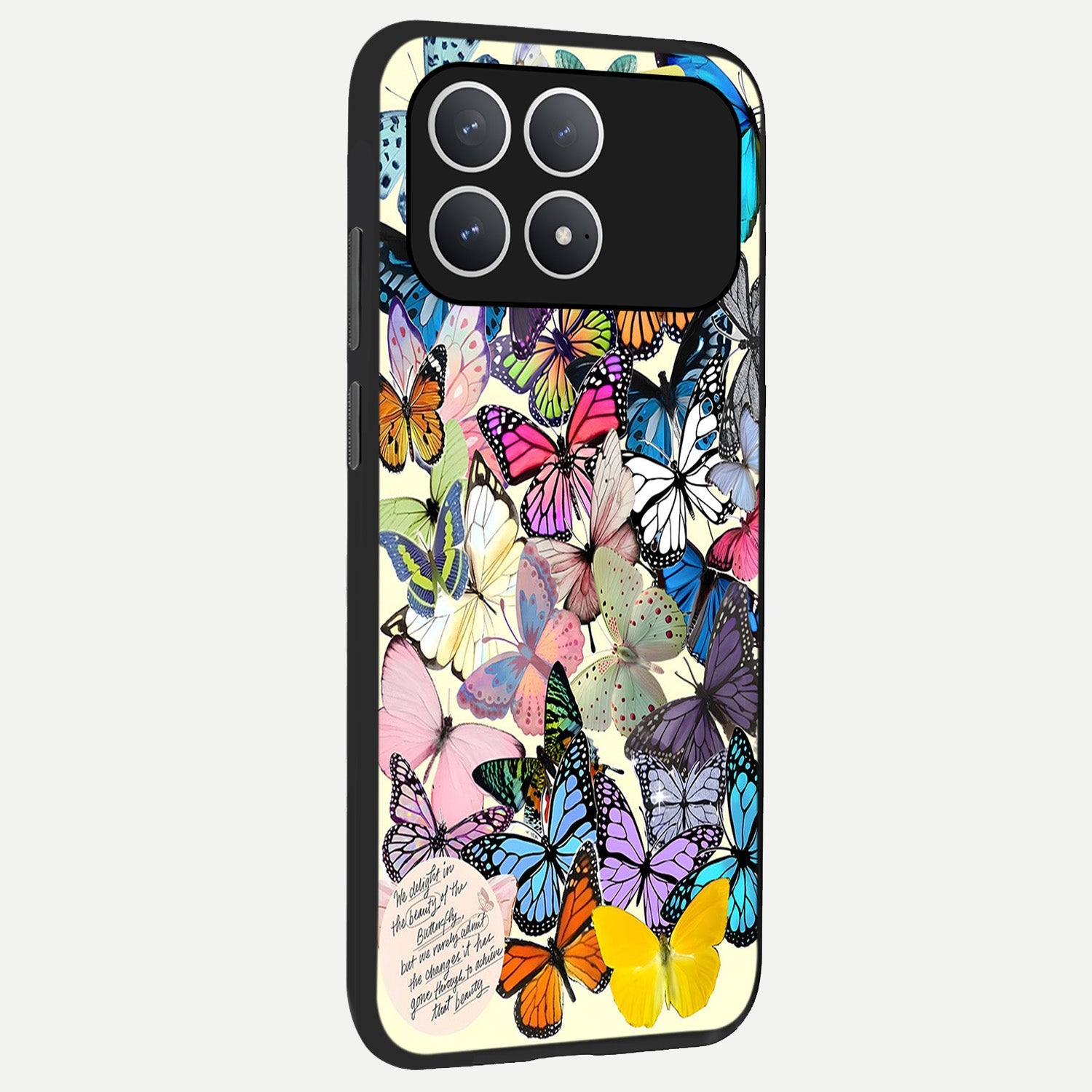  Butterflies Petal Dream back cover For Poco F8 Pro slim fit glass case with vibrant aesthetic design
