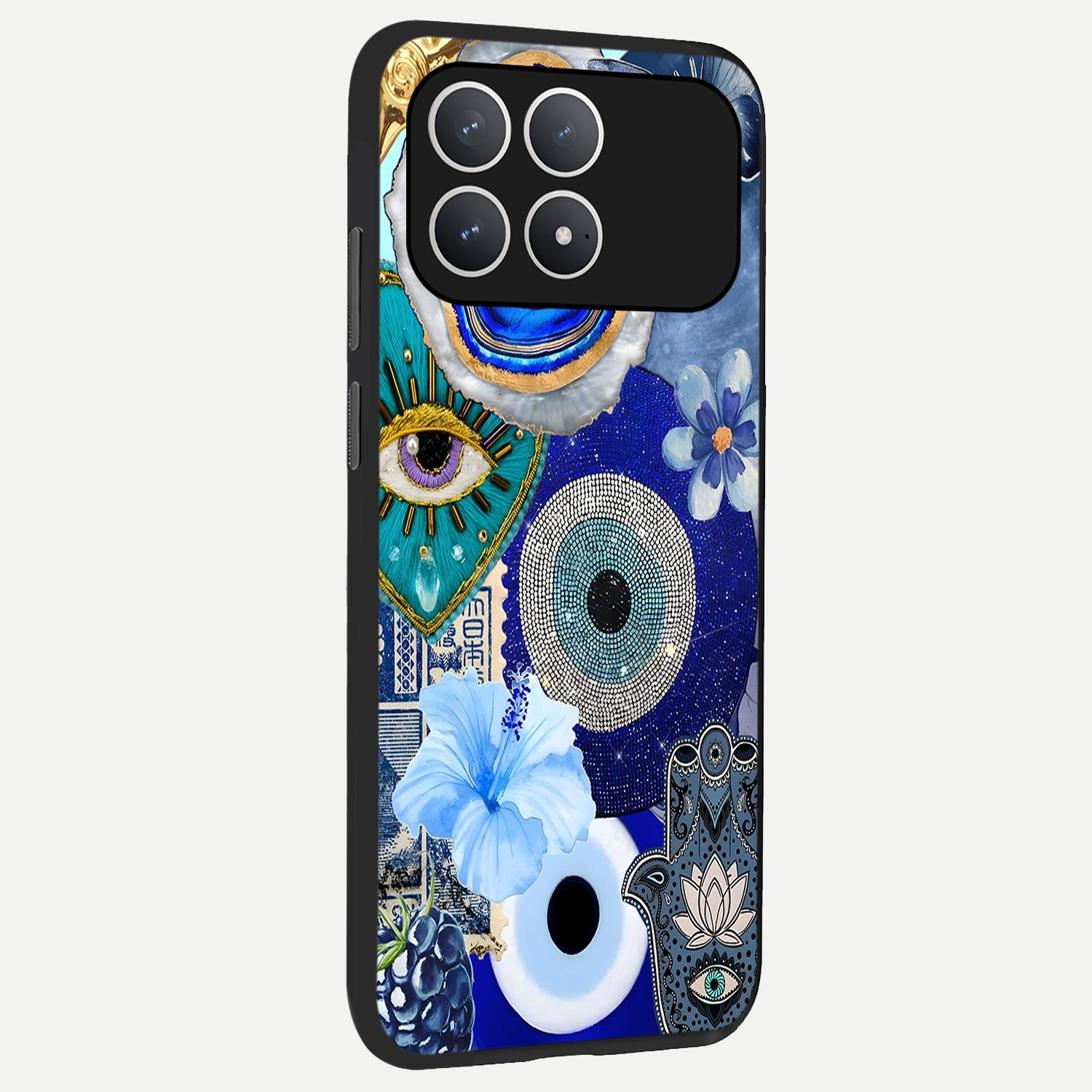  Celestial Blue Vision back cover For Poco F8 Pro slim fit glass case with vibrant aesthetic design