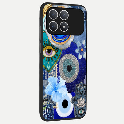  Celestial Blue Vision back cover For Poco F8 Pro slim fit glass case with vibrant aesthetic design