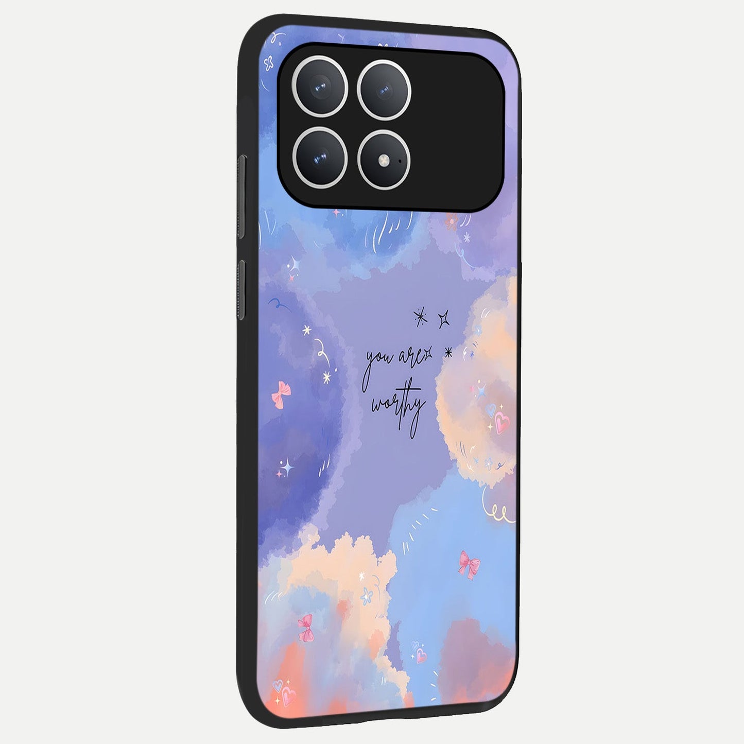  Celestial Cloud Magic back cover For Poco F8 Pro slim fit glass case with vibrant aesthetic design