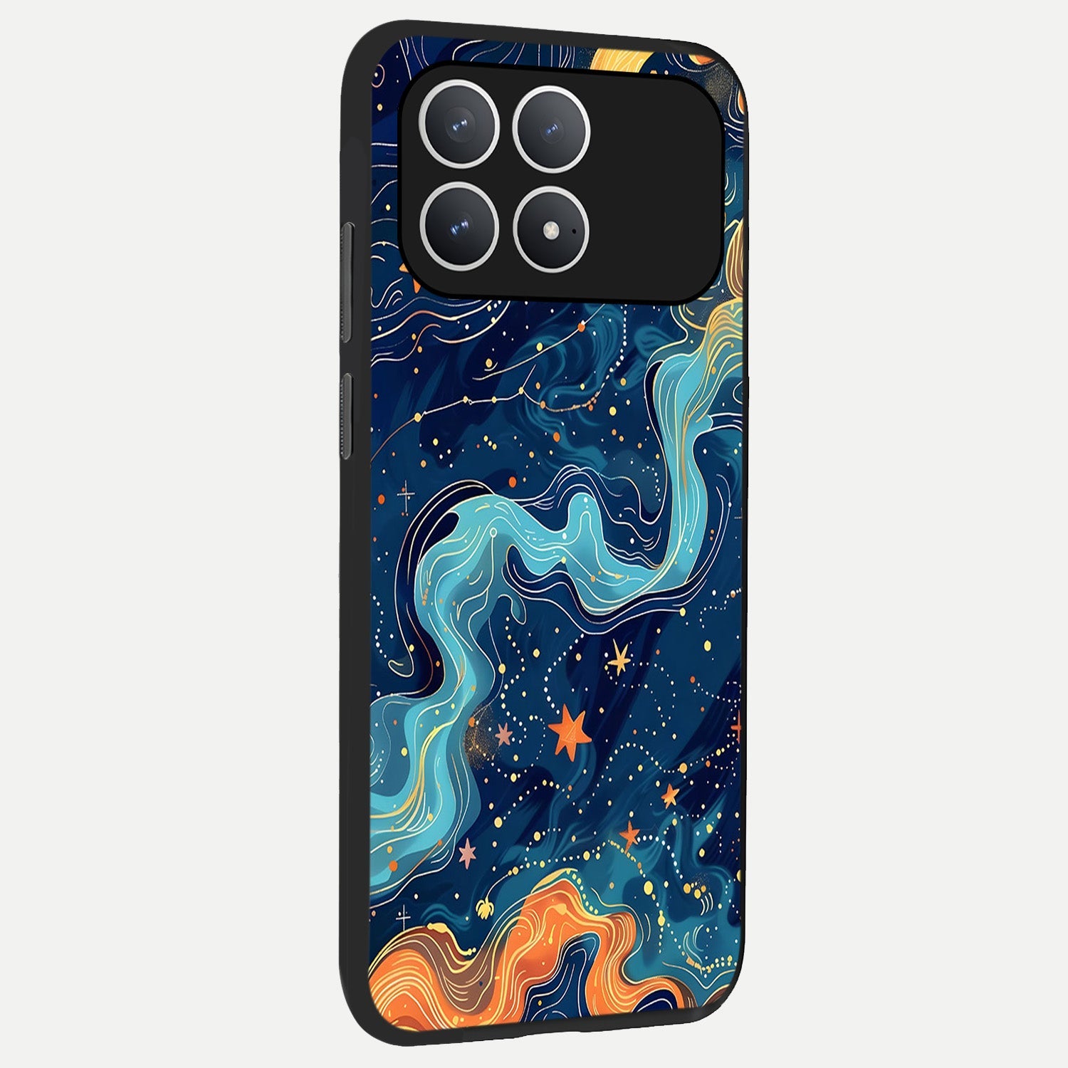  Celestial Dream Flow back cover For Poco F8 Pro slim fit glass case with vibrant aesthetic design