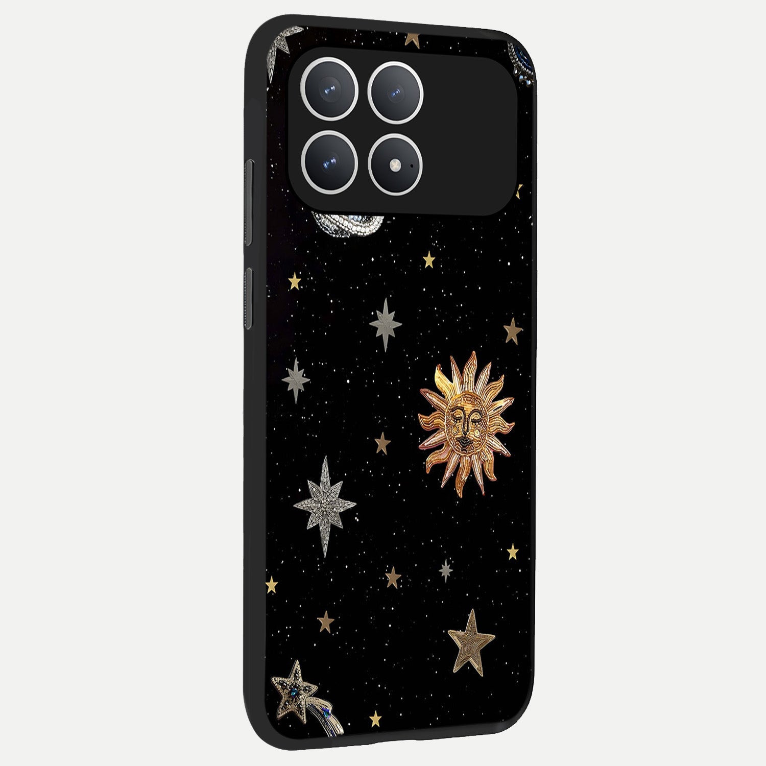  Celestial Moon With Stars back cover For Poco F8 Pro slim fit glass case with vibrant aesthetic design