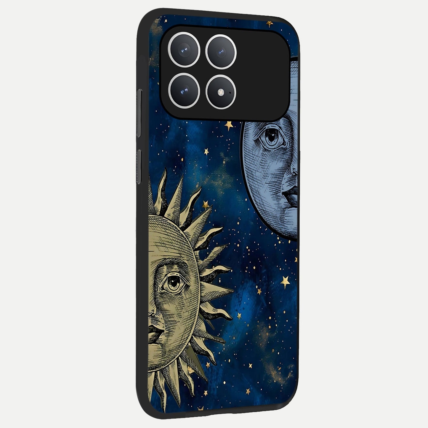  Celestial Moon With Sun back cover For Poco F8 Pro slim fit glass case with vibrant aesthetic design