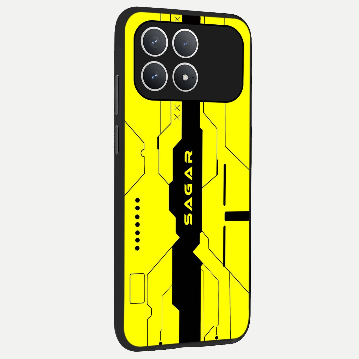  Circuit CYBERPUNK Custom Name back cover For Poco F8 Pro slim fit glass case with vibrant aesthetic design