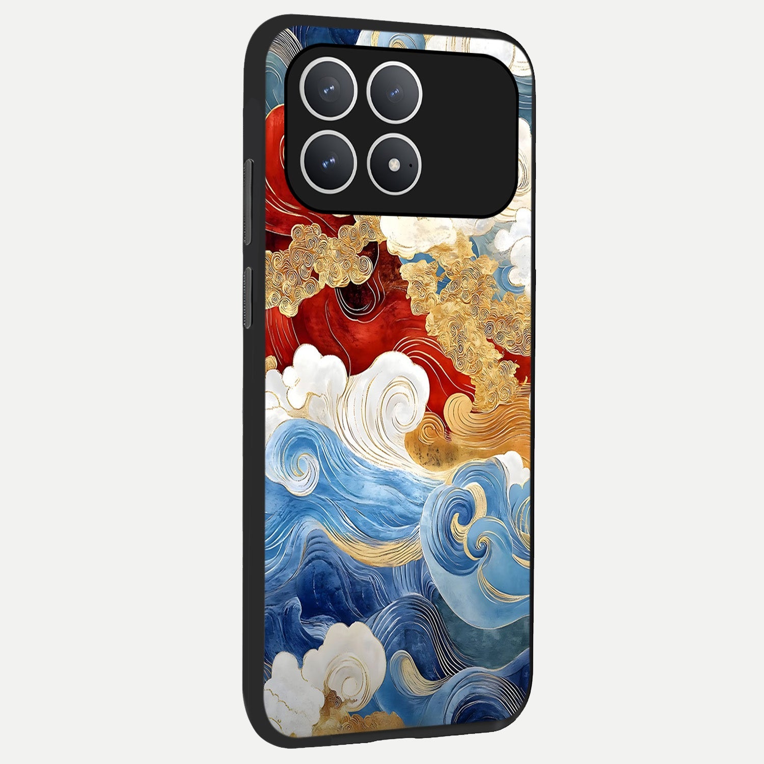  Colored Waves back cover For Poco F8 Pro slim fit glass case with vibrant aesthetic design