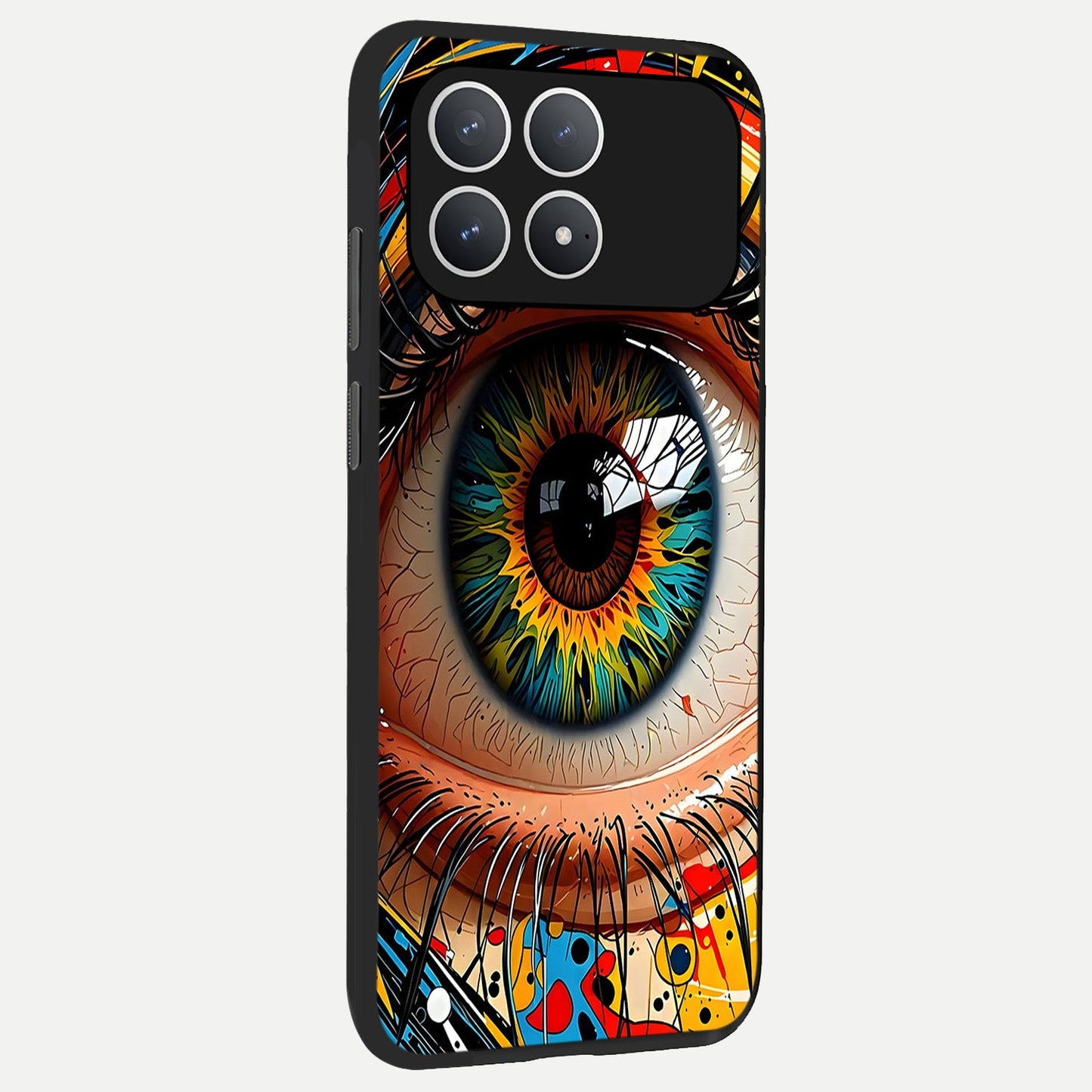  Colorful Eye back cover For Poco F8 Pro slim fit glass case with vibrant aesthetic design