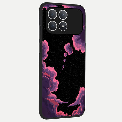  Cosmic Cloud Journey back cover For Poco F8 Pro slim fit glass case with vibrant aesthetic design