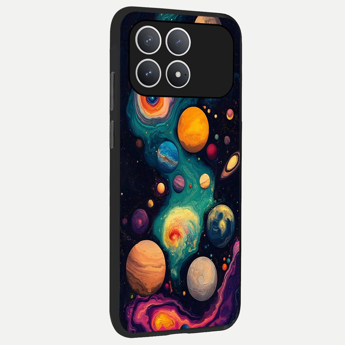  Cosmic Planet Journey back cover For Poco F8 Pro slim fit glass case with vibrant aesthetic design
