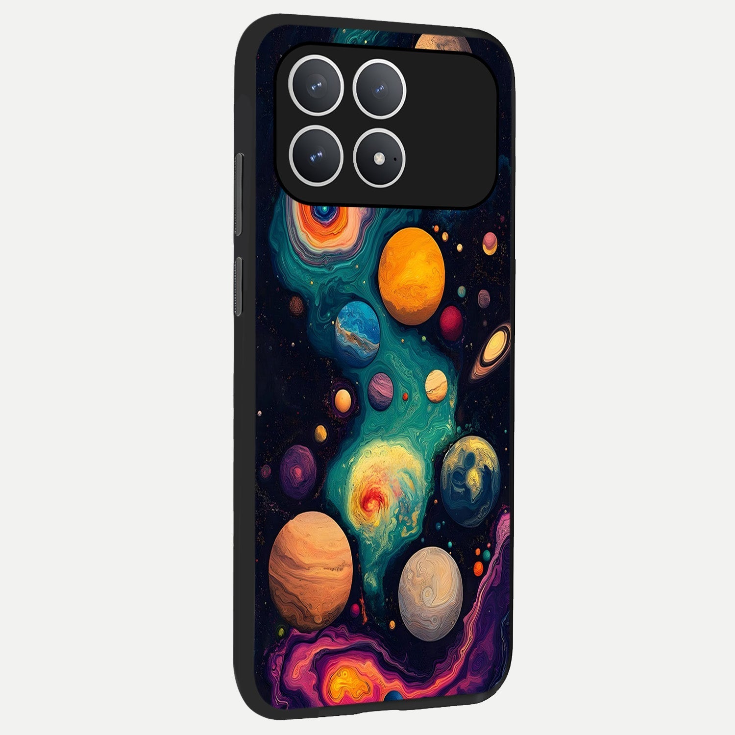  Cosmic Planet Journey back cover For Poco F8 Pro slim fit glass case with vibrant aesthetic design