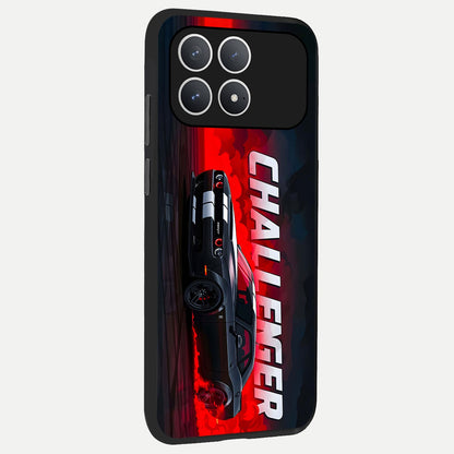  Crimson Challenger Fury back cover For Poco F8 Pro slim fit glass case with vibrant aesthetic design