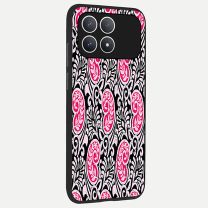  Crimson Paisley Charm back cover For Poco F8 Pro slim fit glass case with vibrant aesthetic design