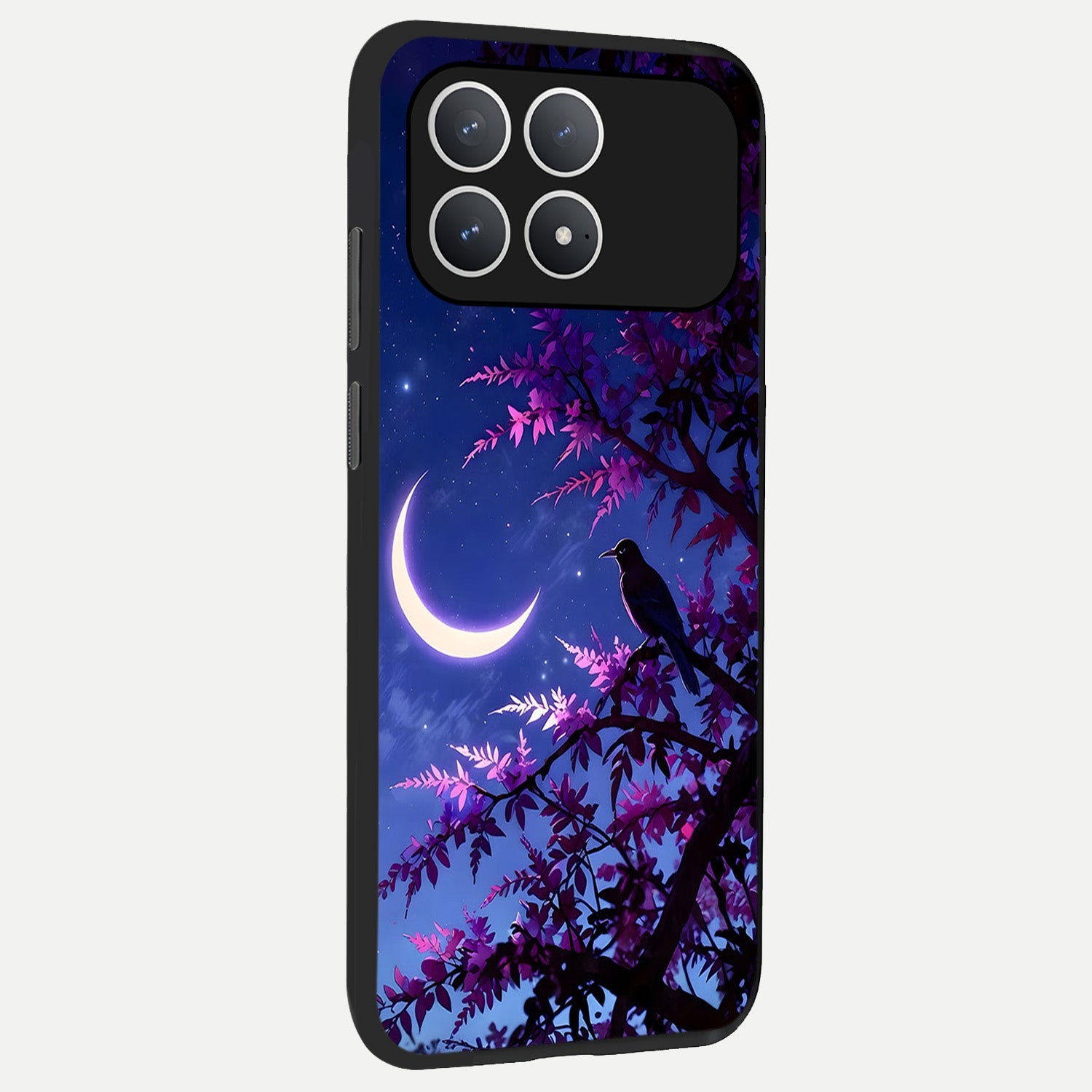  Crow And Moon Scenery back cover For Poco F8 Pro slim fit glass case with vibrant aesthetic design