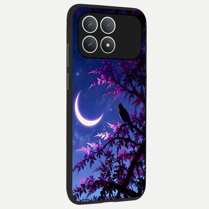  Crow And Moon Scenery back cover For Poco F8 Pro slim fit glass case with vibrant aesthetic design