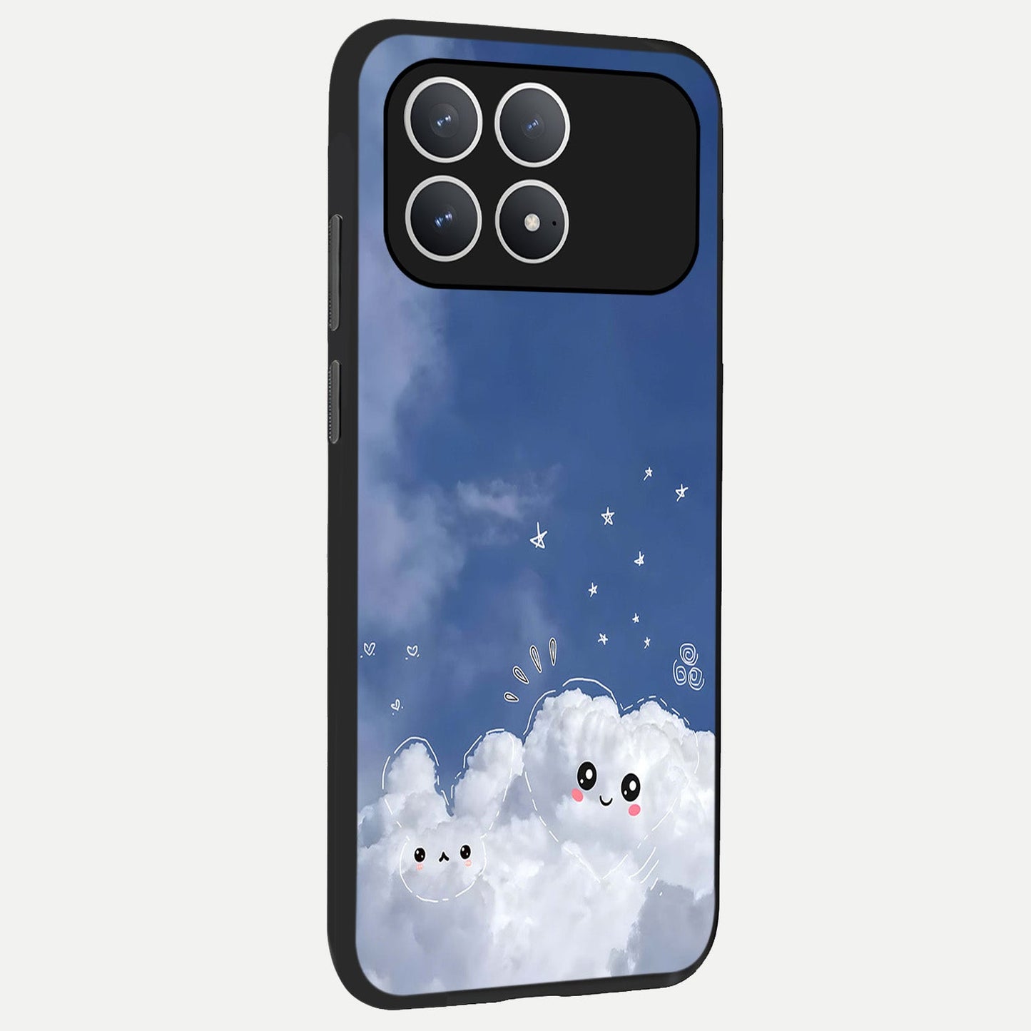  Cute Blossom Cloud back cover For Poco F8 Pro slim fit glass case with vibrant aesthetic design