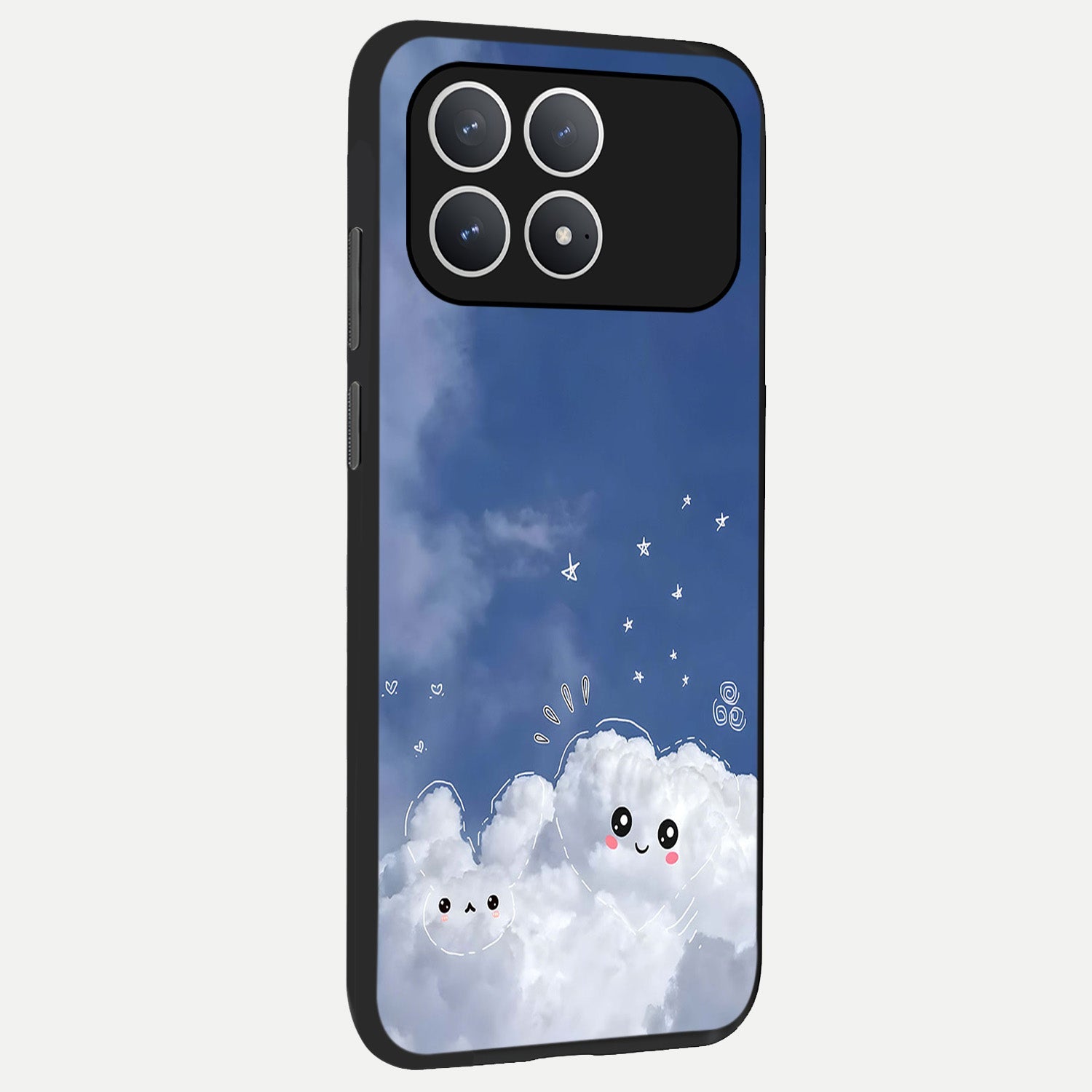  Cute Blossom Cloud back cover For Poco F8 Pro slim fit glass case with vibrant aesthetic design