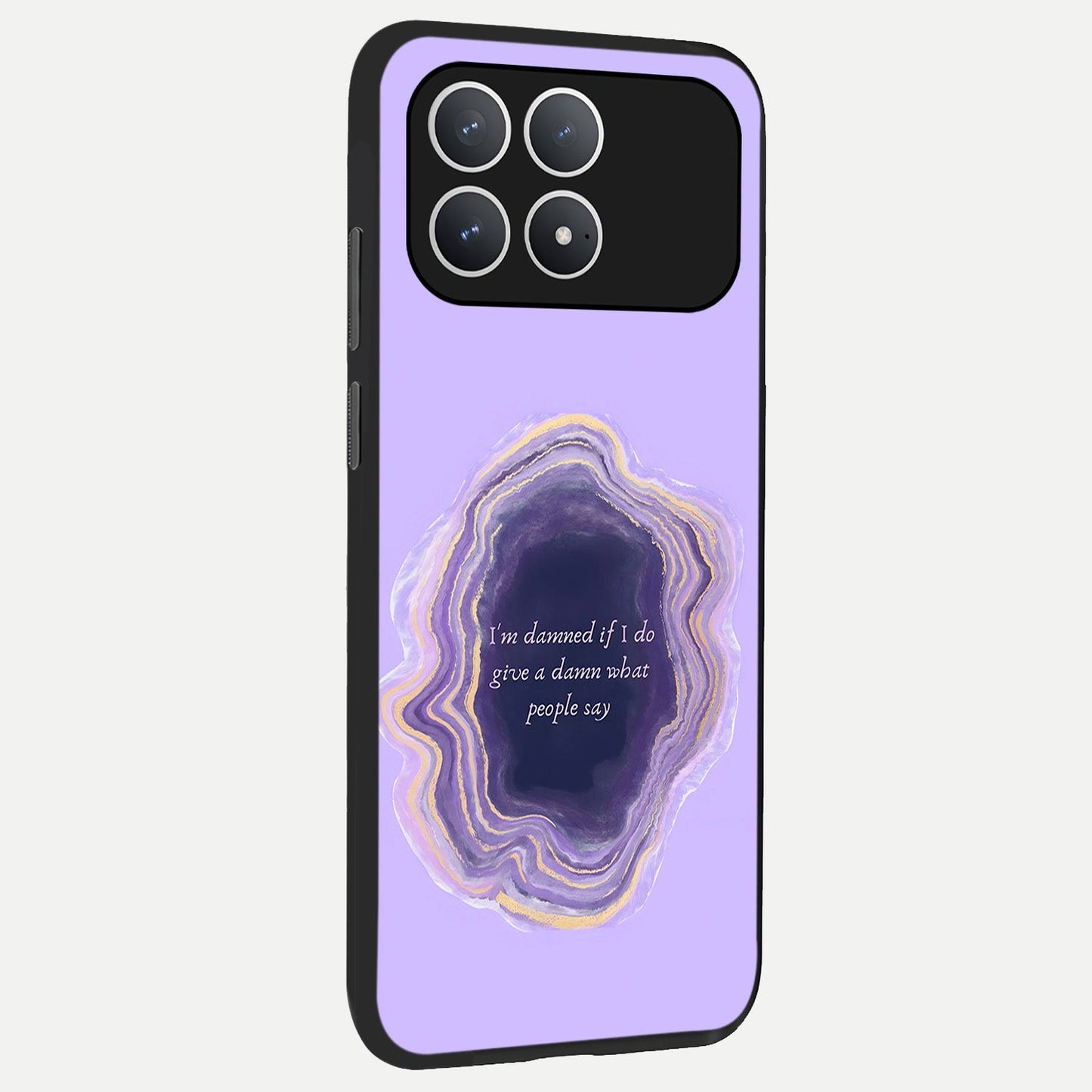  Damned People Quote back cover For Poco F8 Pro slim fit glass case with vibrant aesthetic design