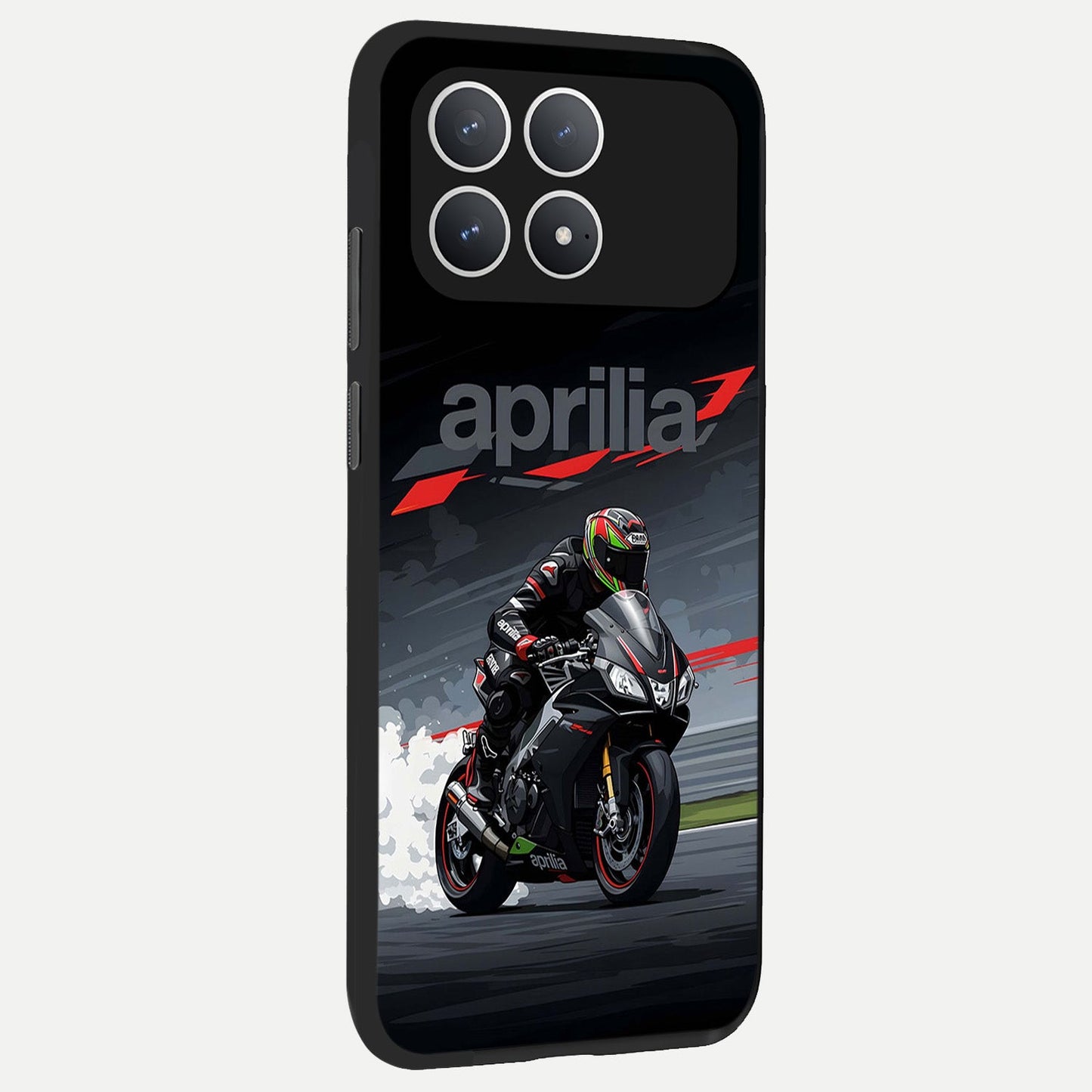  Dark Aprilla back cover For Poco F8 Pro slim fit glass case with vibrant aesthetic design