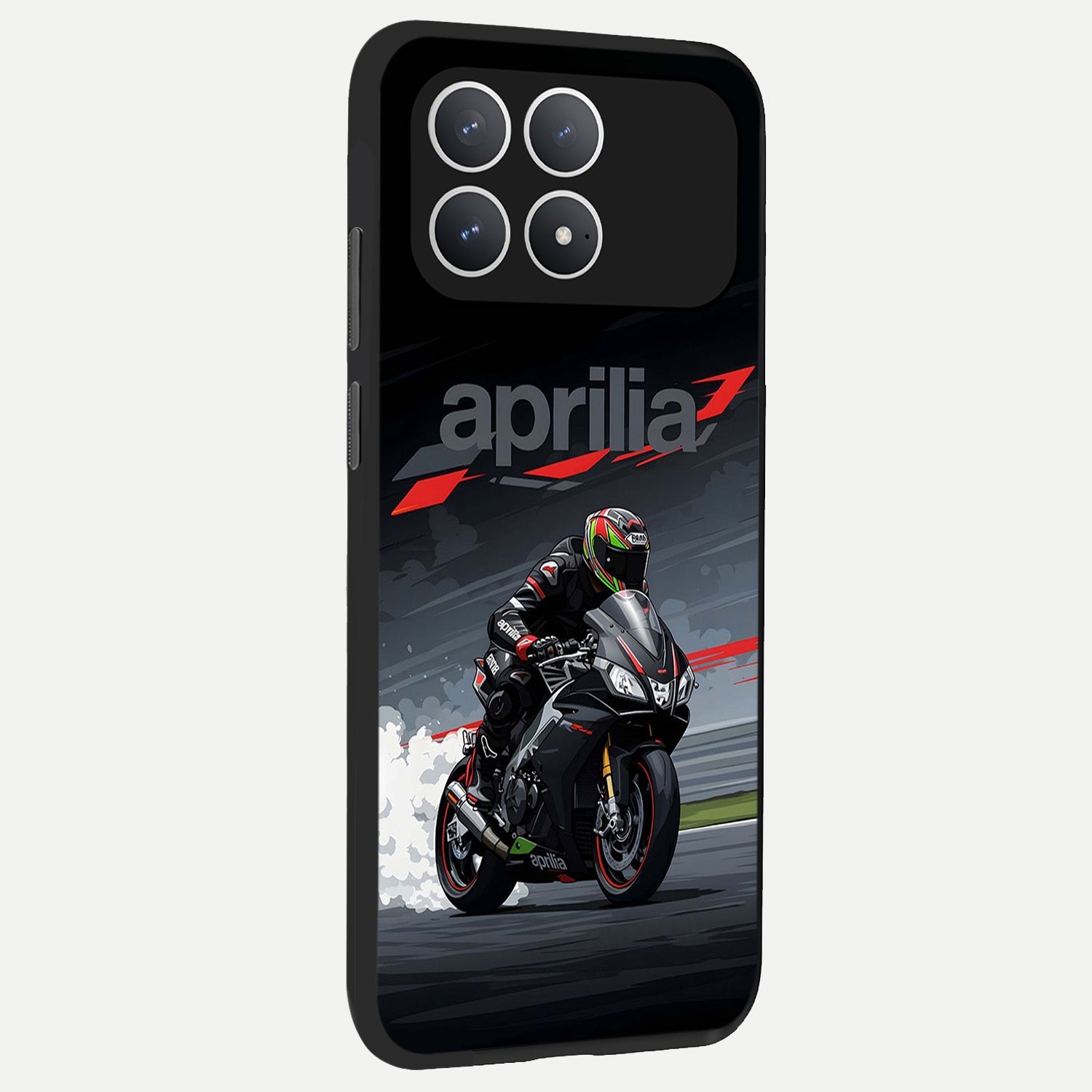  Dark Aprilla back cover For Poco F8 Pro slim fit glass case with vibrant aesthetic design