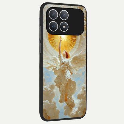  Divine Light Angel back cover For Poco F8 Pro slim fit glass case with vibrant aesthetic design