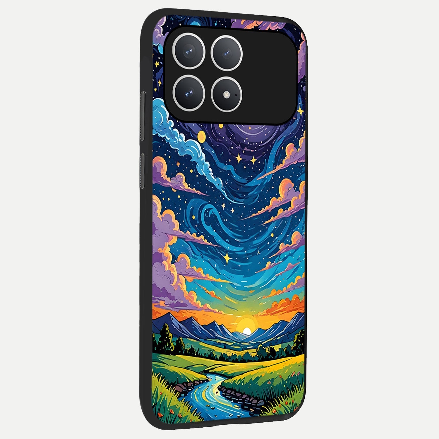  Dreamy Night Landscape back cover For Poco F8 Pro slim fit glass case with vibrant aesthetic design