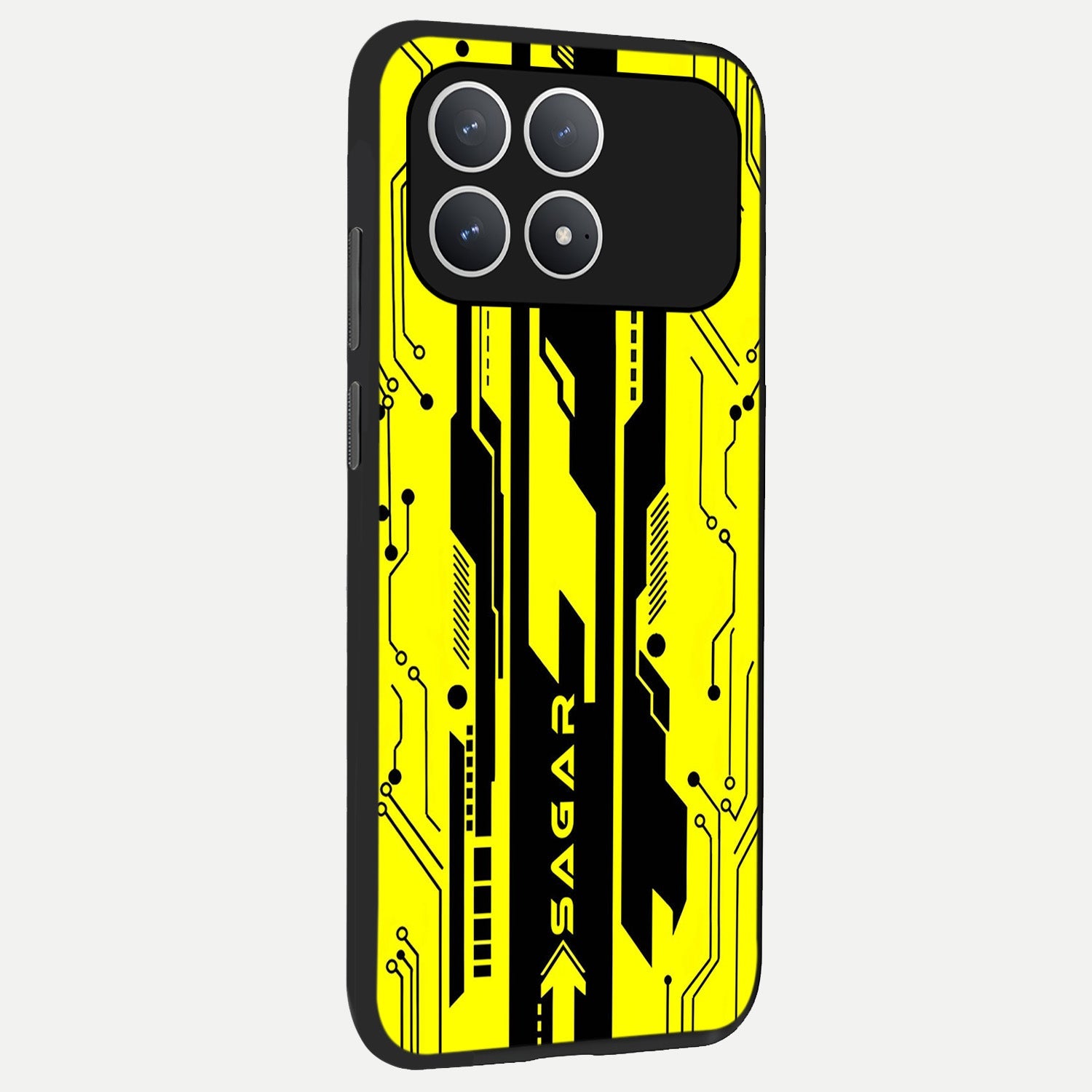 Electric Pulse CYBERPUNK Custom Name back cover For Poco F8 Pro slim fit glass case with vibrant aesthetic design