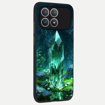  Emerald Light Crystal back cover For Poco F8 Pro slim fit glass case with vibrant aesthetic design
