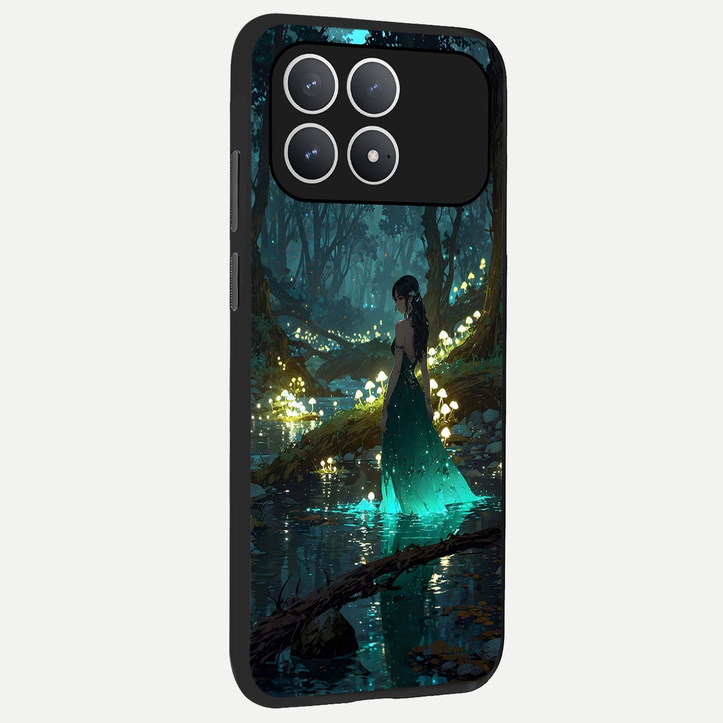  Enchanted Forest Glow back cover For Poco F8 Pro slim fit glass case with vibrant aesthetic design