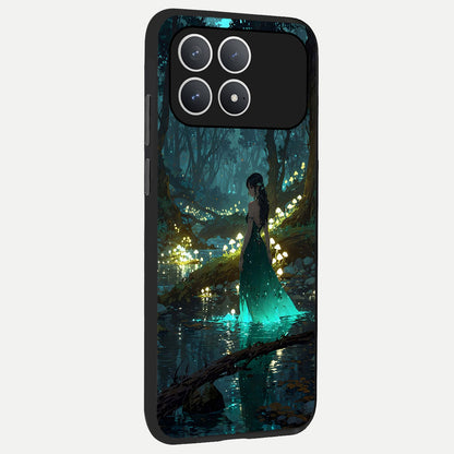  Enchanted Forest Glow back cover For Poco F8 Pro slim fit glass case with vibrant aesthetic design