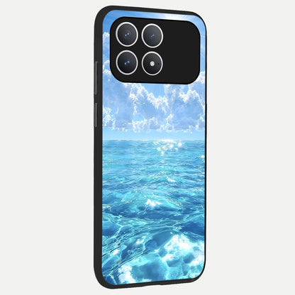  Endless Ocean Horizon back cover For Poco F8 Pro slim fit glass case with vibrant aesthetic design