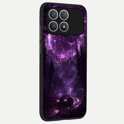  Eternal Cosmic Drive back cover For Poco F8 Pro slim fit glass case with vibrant aesthetic design