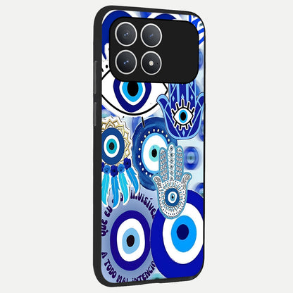  Evil Eyes Dream back cover For Poco F8 Pro slim fit glass case with vibrant aesthetic design