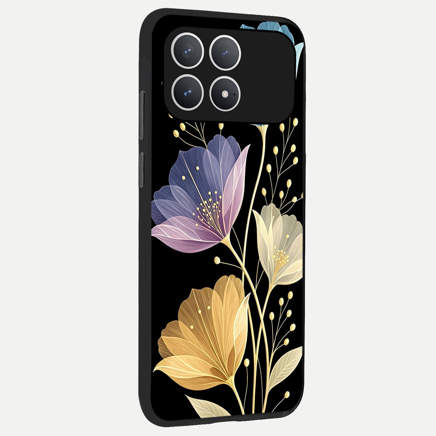  Flower Bloom Glow back cover For Poco F8 Pro slim fit glass case with vibrant aesthetic design