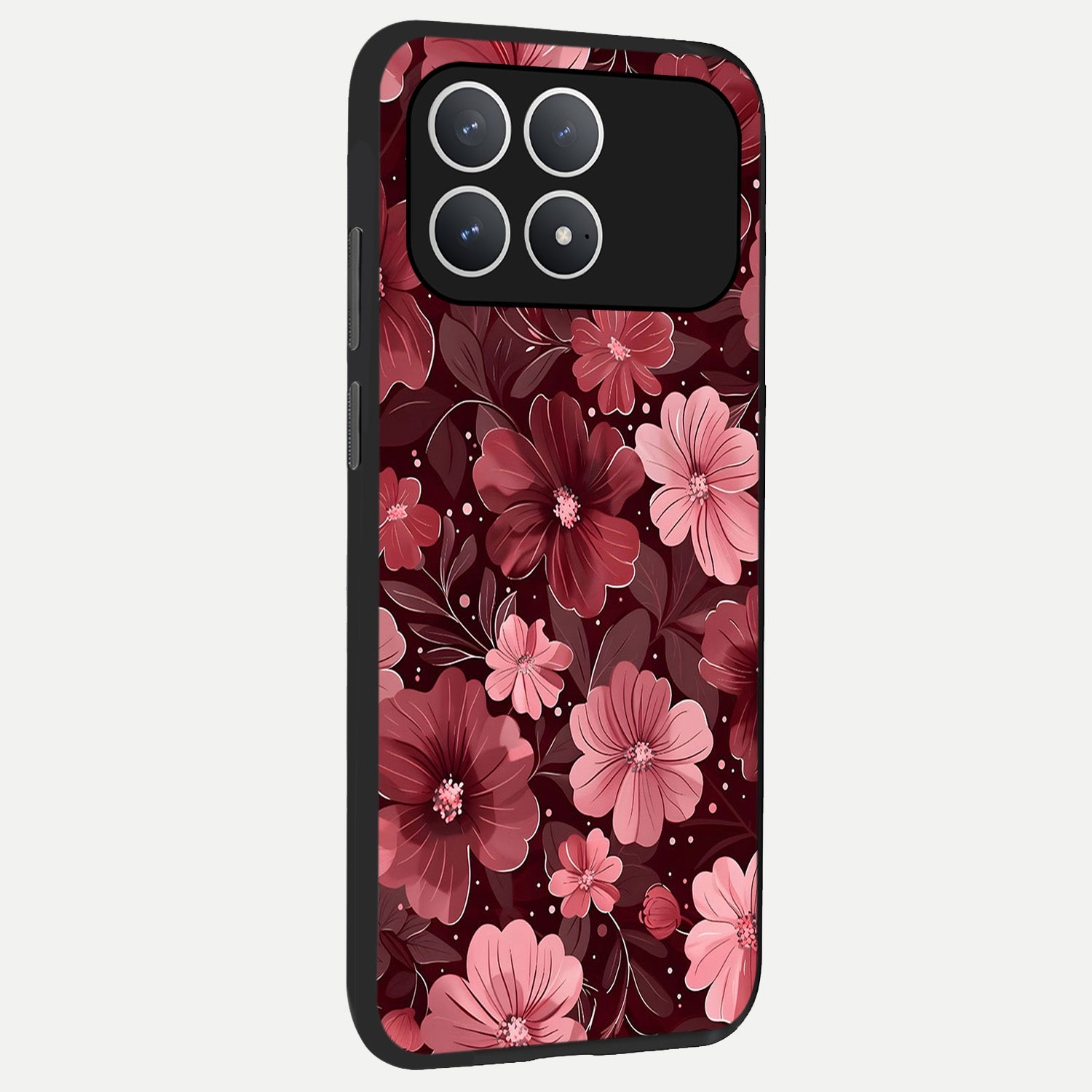  Flower Blush Bloom back cover For Poco F8 Pro slim fit glass case with vibrant aesthetic design