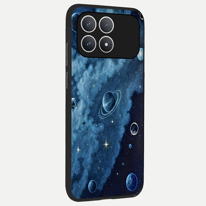  Galaxy Dream Space back cover For Poco F8 Pro slim fit glass case with vibrant aesthetic design
