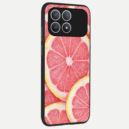  Glitter Grapefruit back cover For Poco F8 Pro slim fit glass case with vibrant aesthetic design
