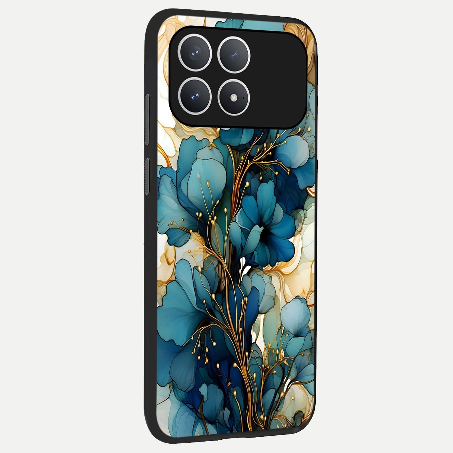  Golden Bloom Symphony back cover For Poco F8 Pro slim fit glass case with vibrant aesthetic design
