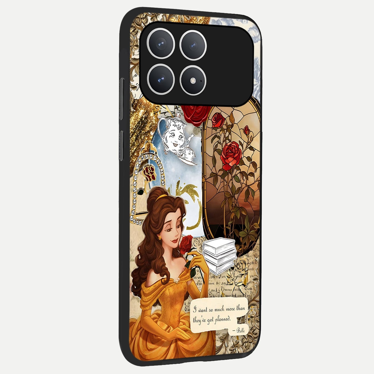  Golden Dream Belle back cover For Poco F8 Pro slim fit glass case with vibrant aesthetic design