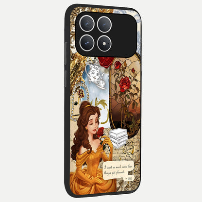  Golden Dream Belle back cover For Poco F8 Pro slim fit glass case with vibrant aesthetic design