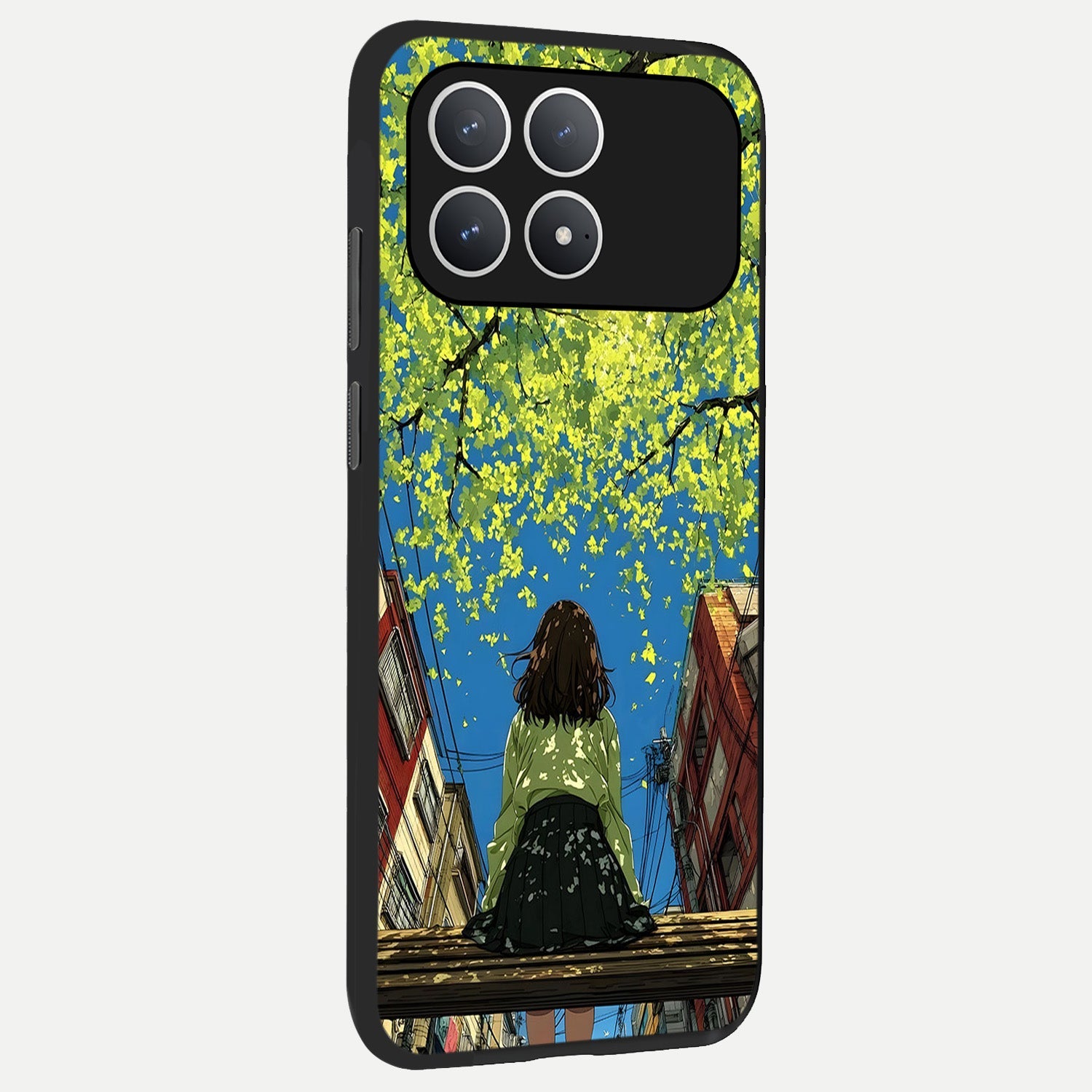  Golden Leaves Glow back cover For Poco F8 Pro slim fit glass case with vibrant aesthetic design