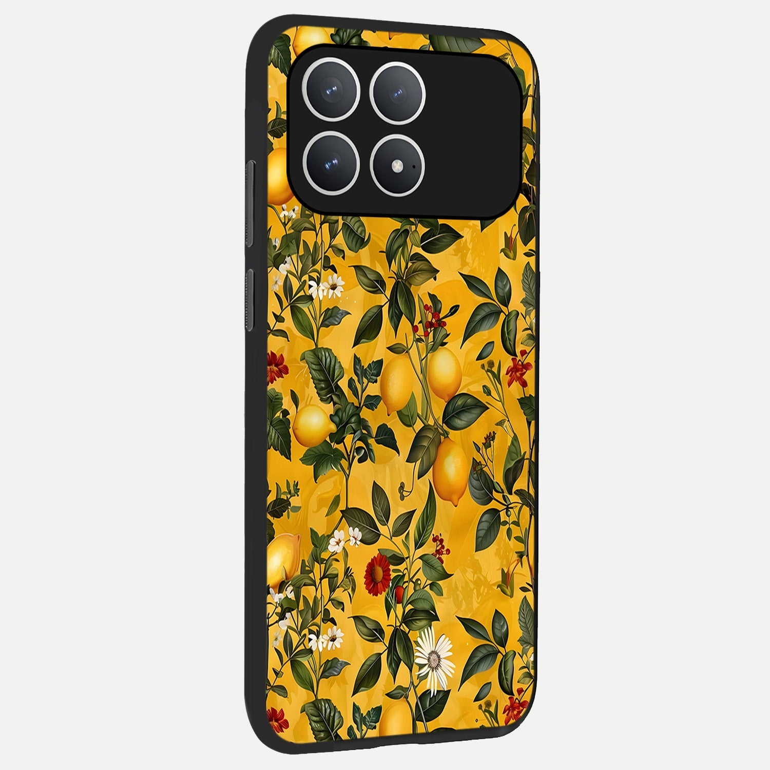  Golden Lemon Field back cover For Poco F8 Pro slim fit glass case with vibrant aesthetic design