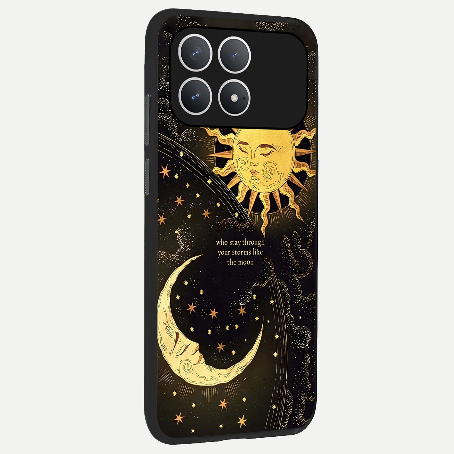  Golden Lunar Love back cover For Poco F8 Pro slim fit glass case with vibrant aesthetic design